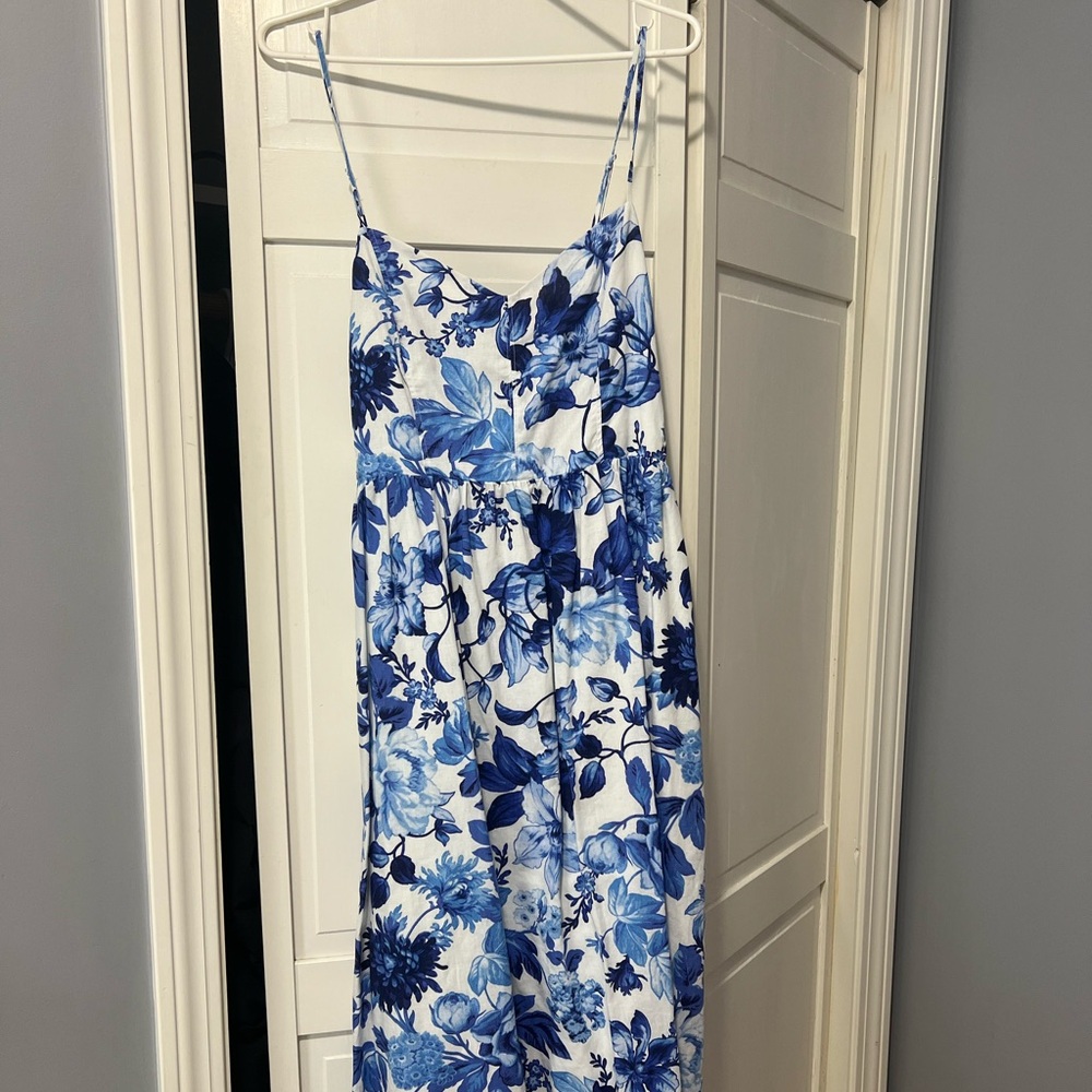 H&M long blue floral dress, size M.